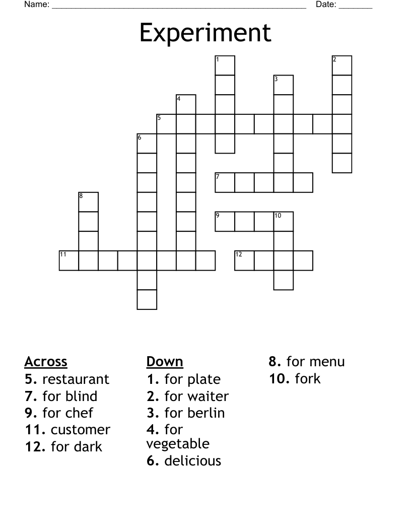 Experiment Crossword