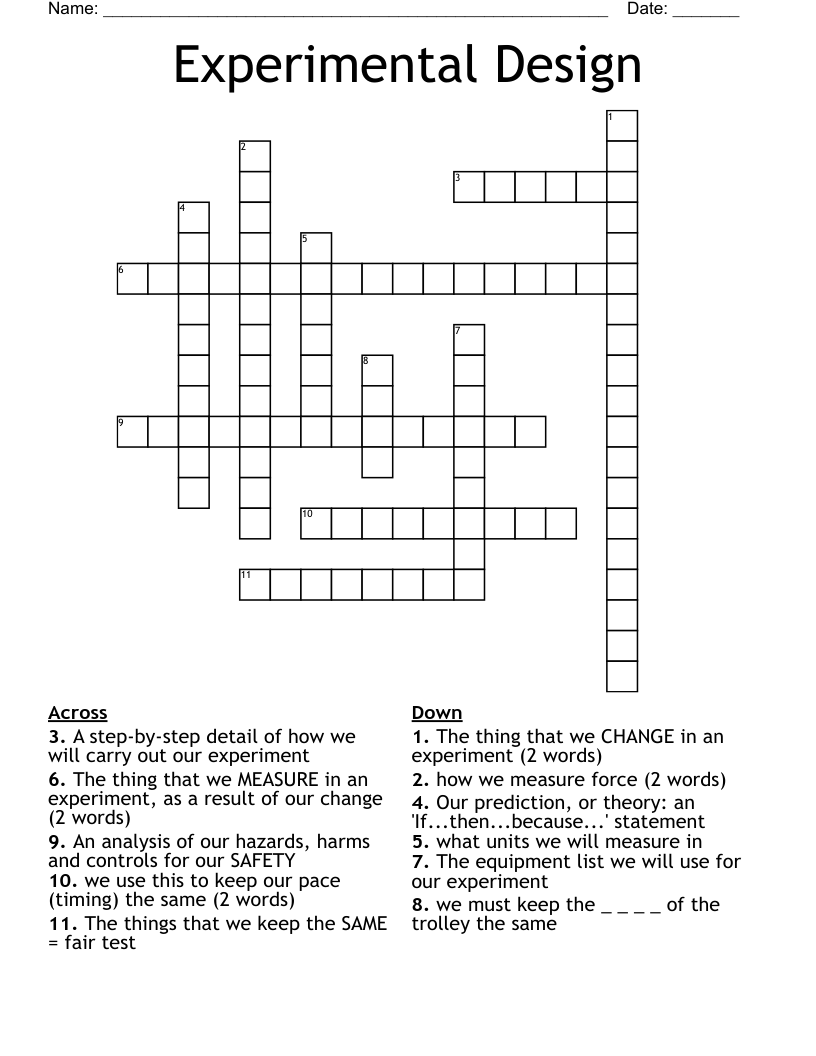 Experimental Design Crossword