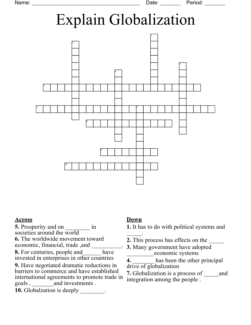 Explain Globalization Crossword