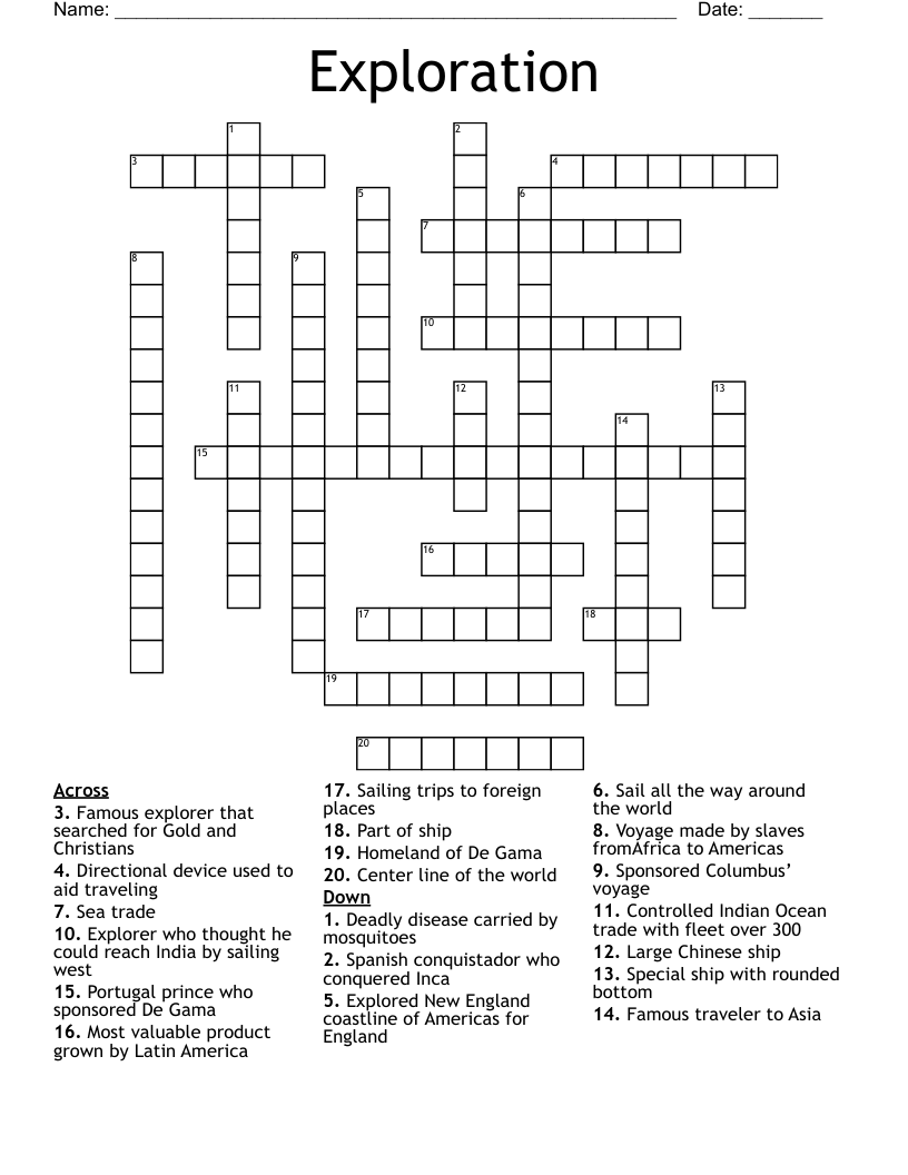 Exploration Crossword