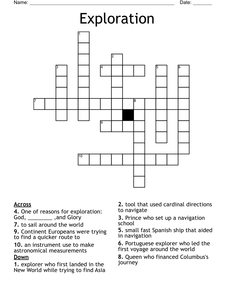 Exploration Crossword