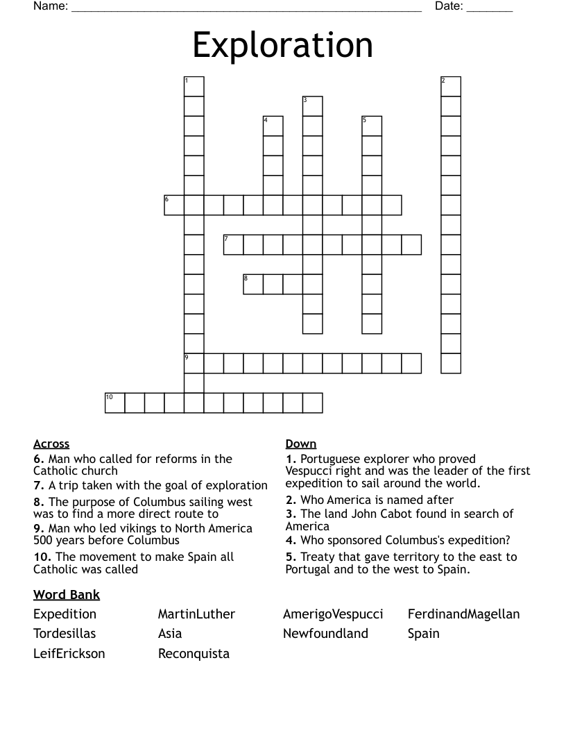 Exploration Crossword