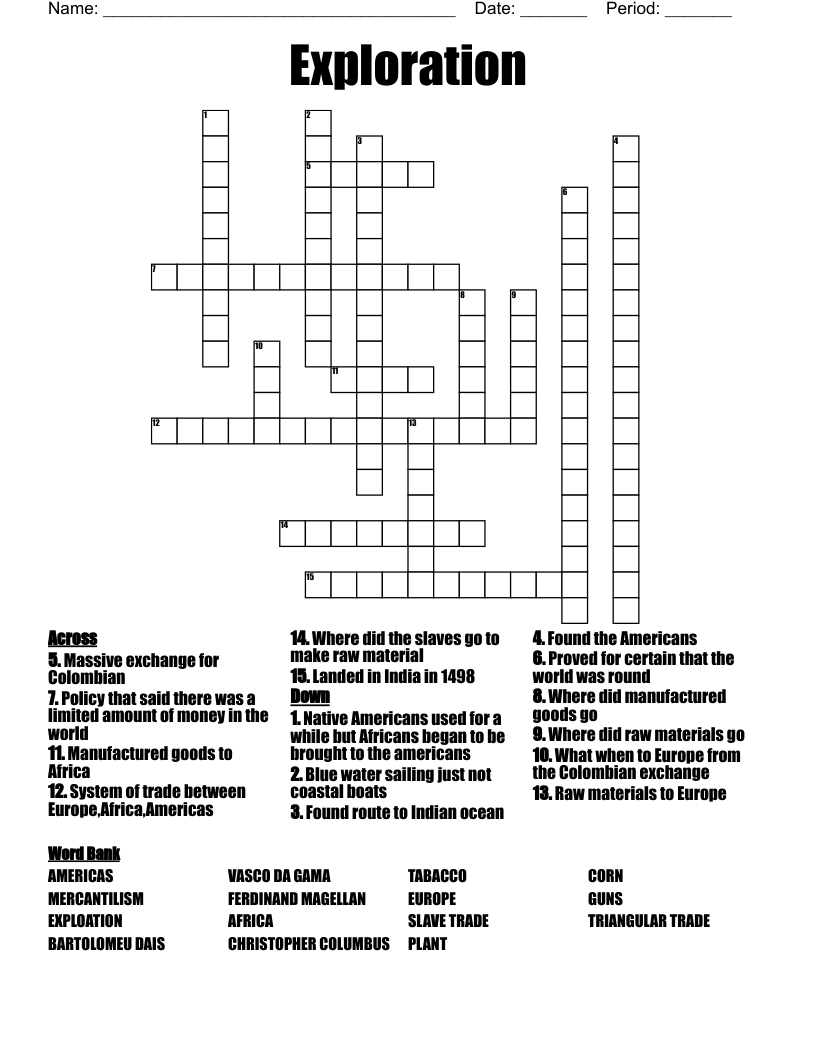 Exploration Crossword