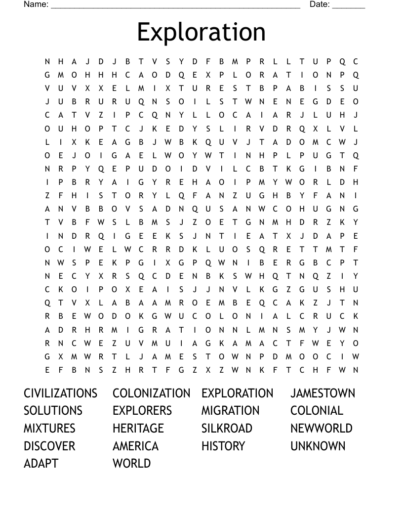 Exploration Word Search
