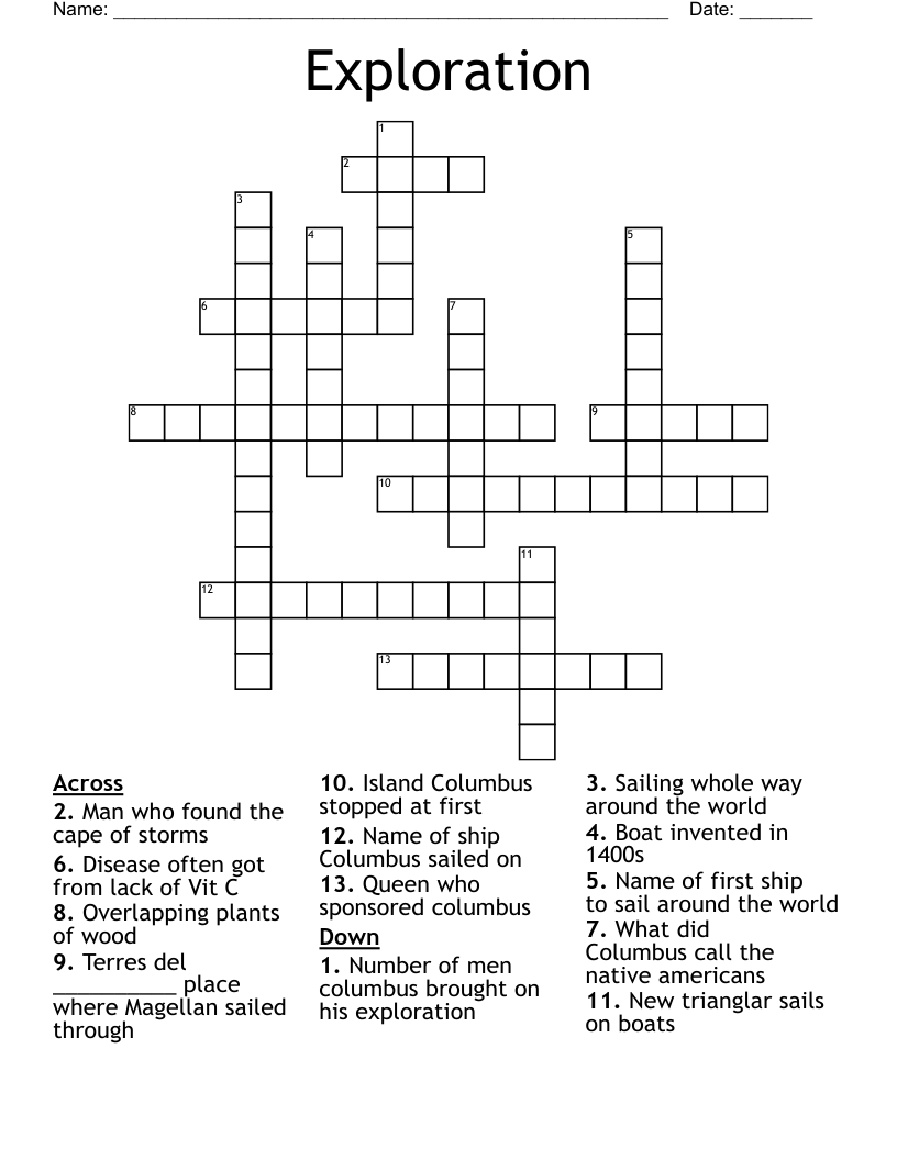 Exploration Crossword