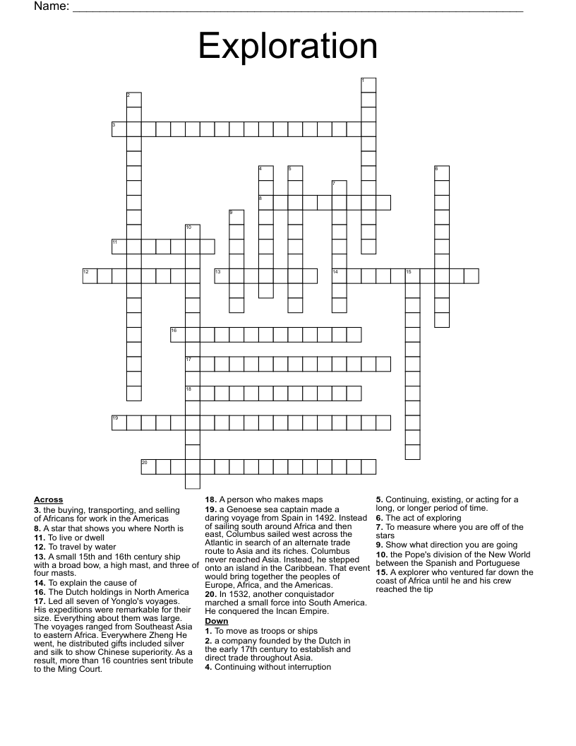 Exploration Crossword