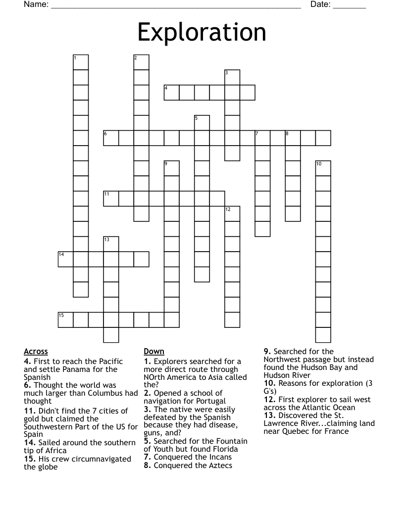 Exploration Crossword