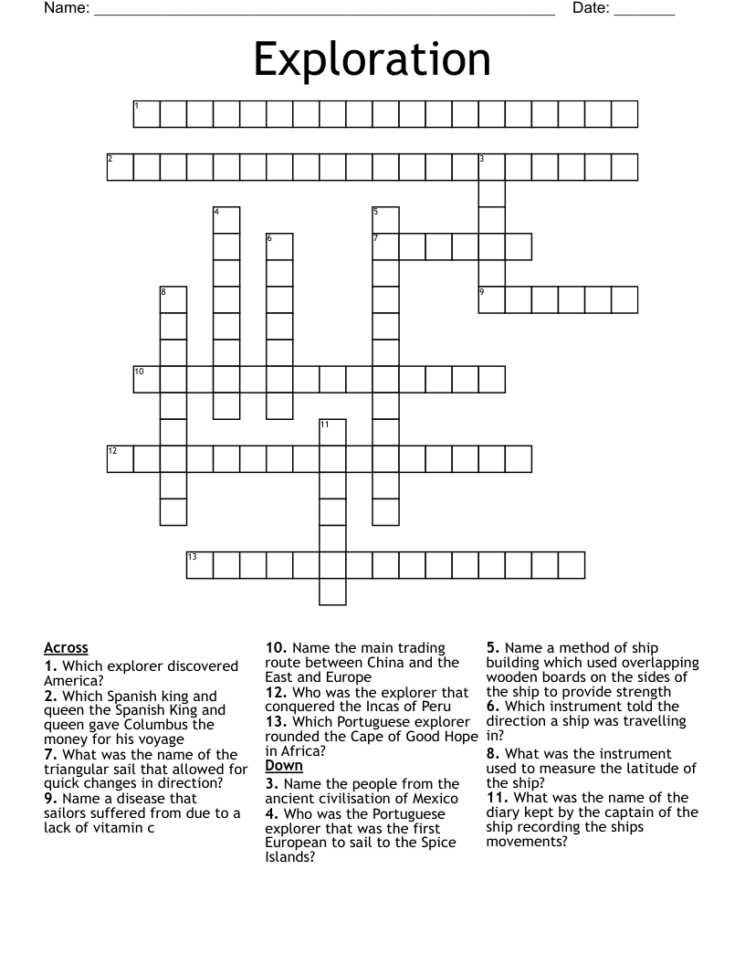 Exploration Crossword