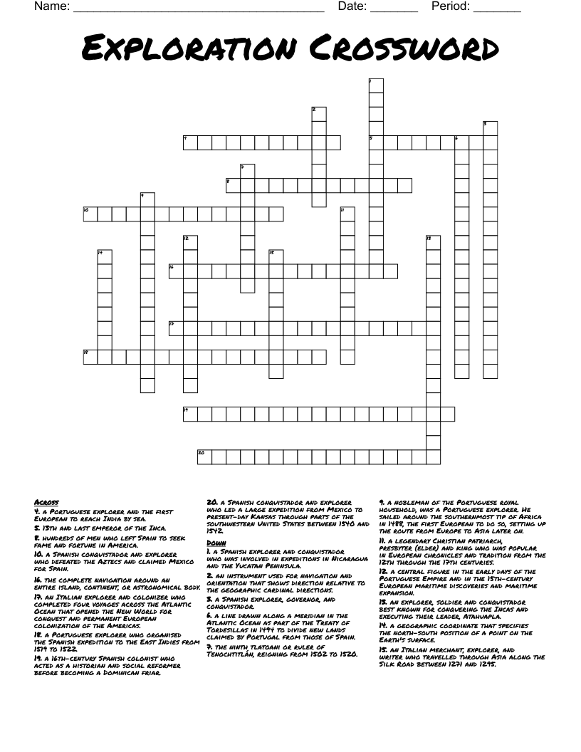 Exploration Crossword
