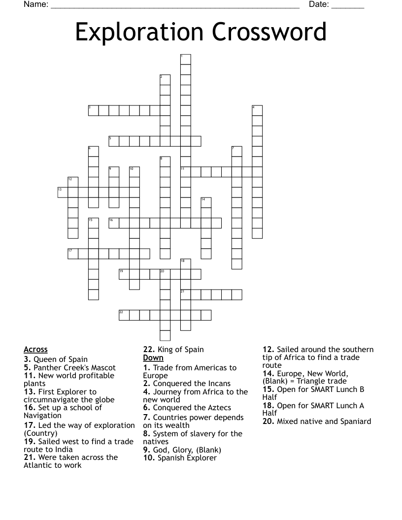 Exploration Crossword