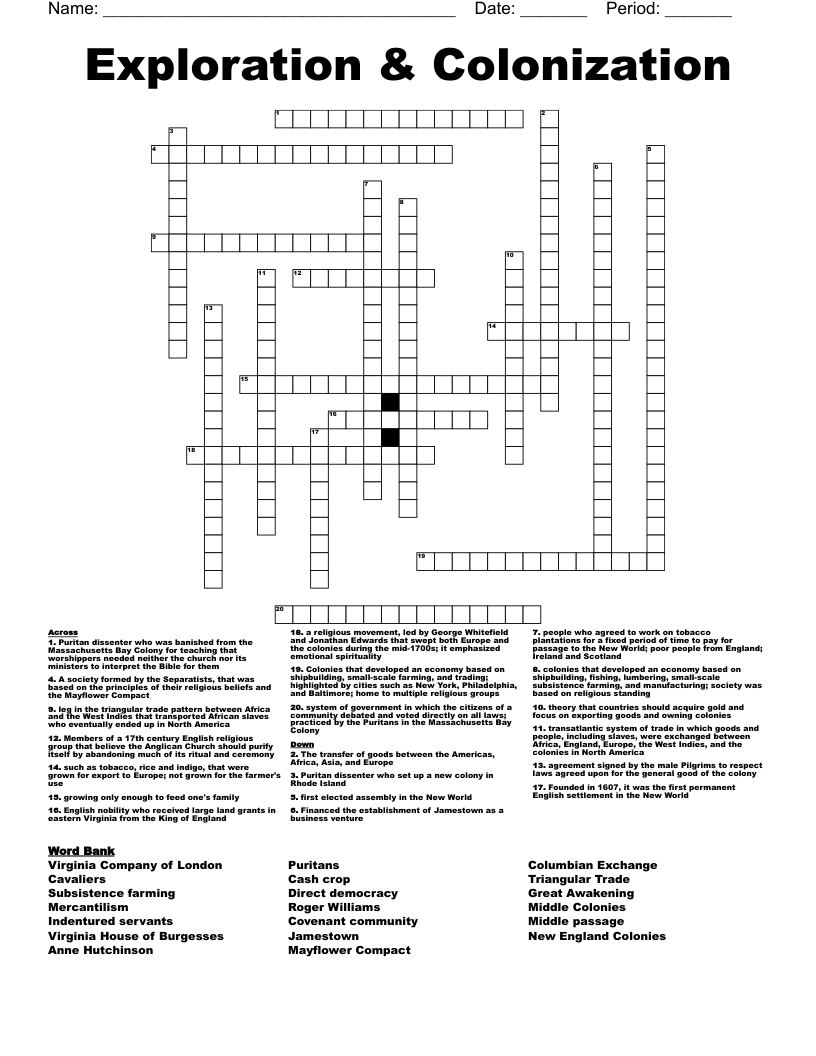 Exploration & Colonization Crossword