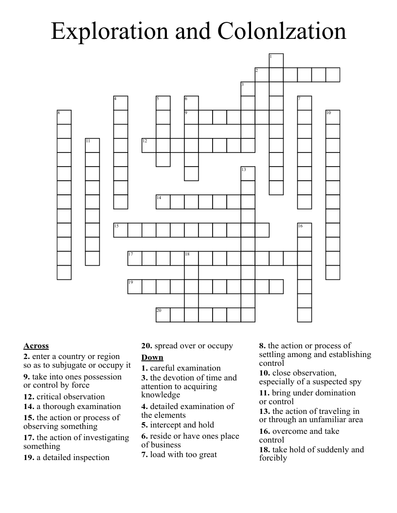 Exploration and Colonlzation Crossword