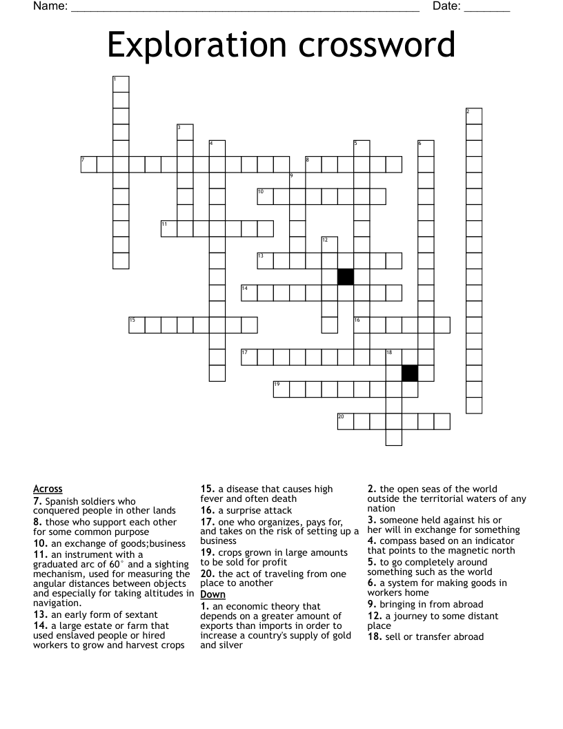 Exploration crossword