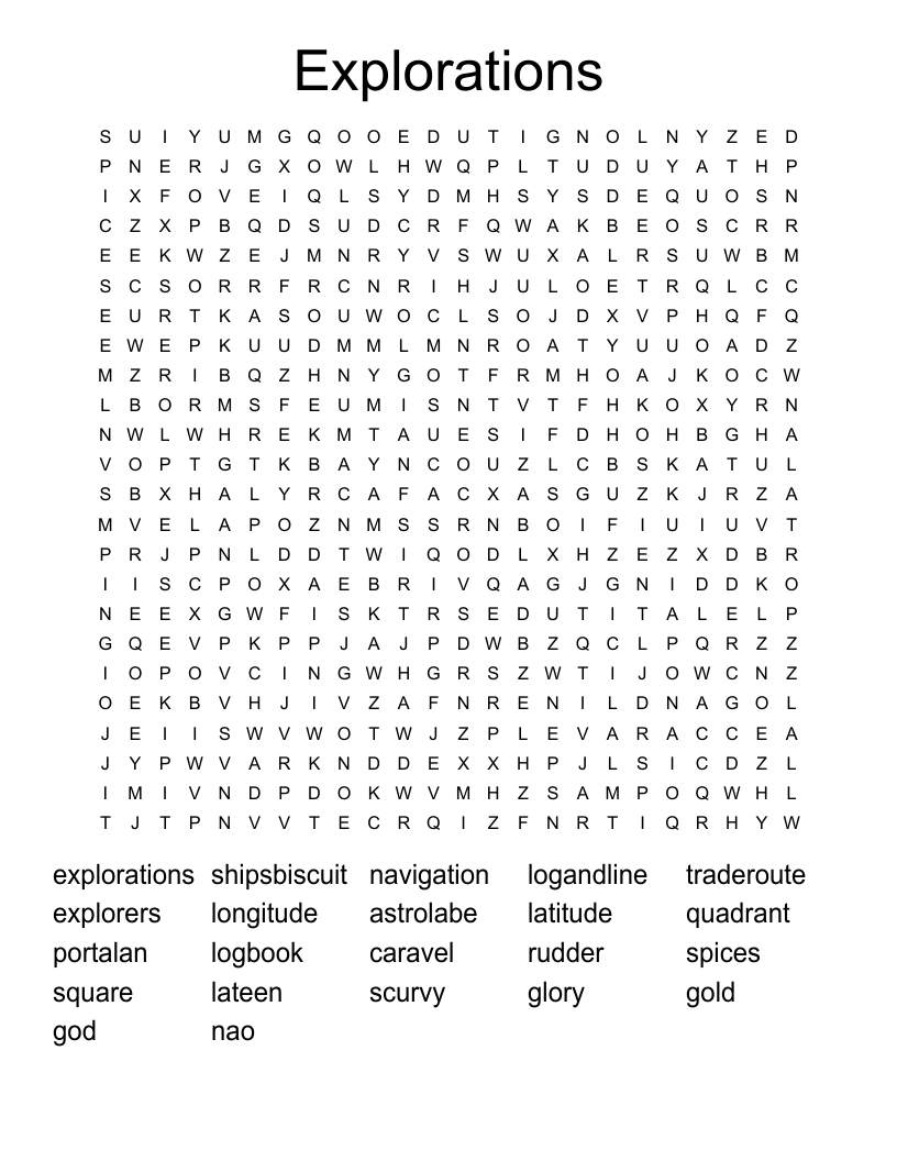Explorations Word Search