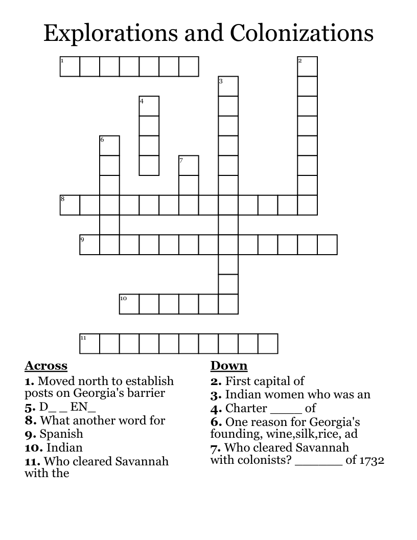 Explorations and Colonizations Crossword