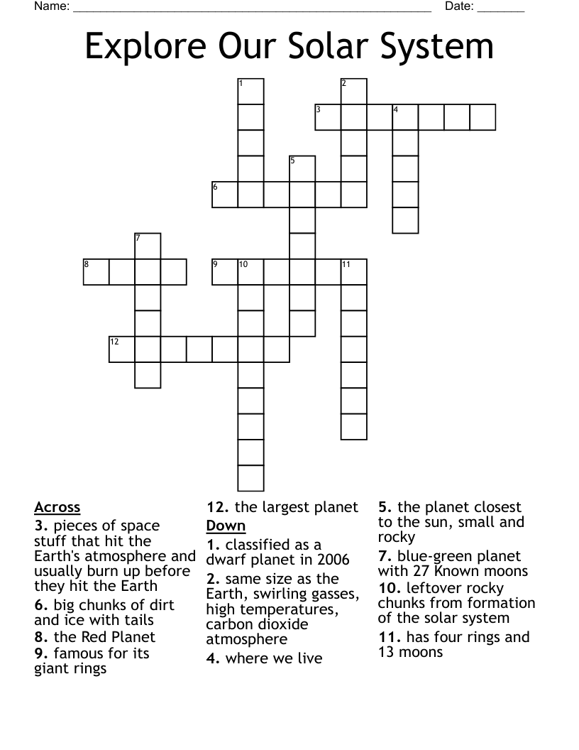 Explore Our Solar System Crossword