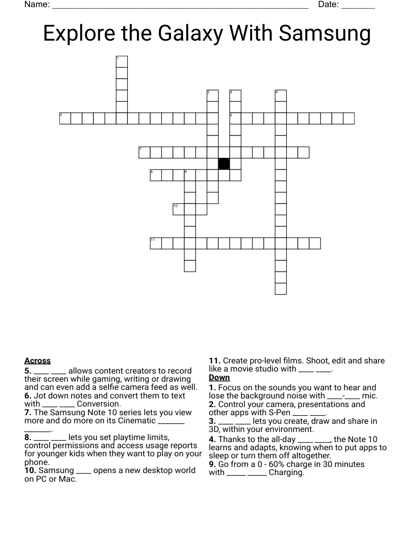 Explore the Galaxy With Samsung Crossword