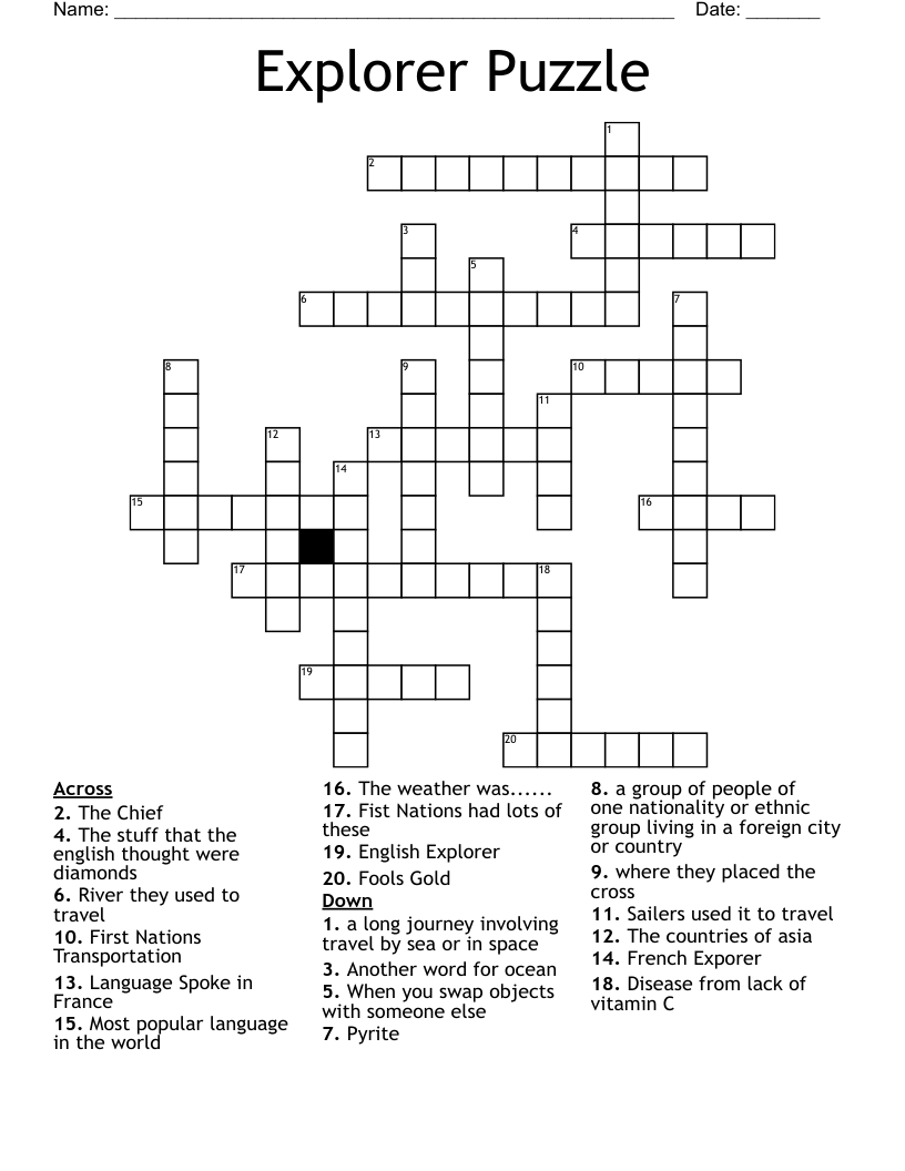 Explorer Puzzle Crossword
