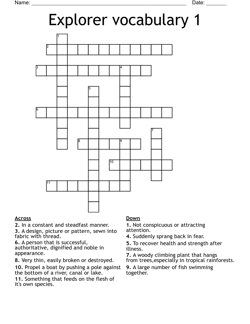 Explorer vocabulary  1 Crossword