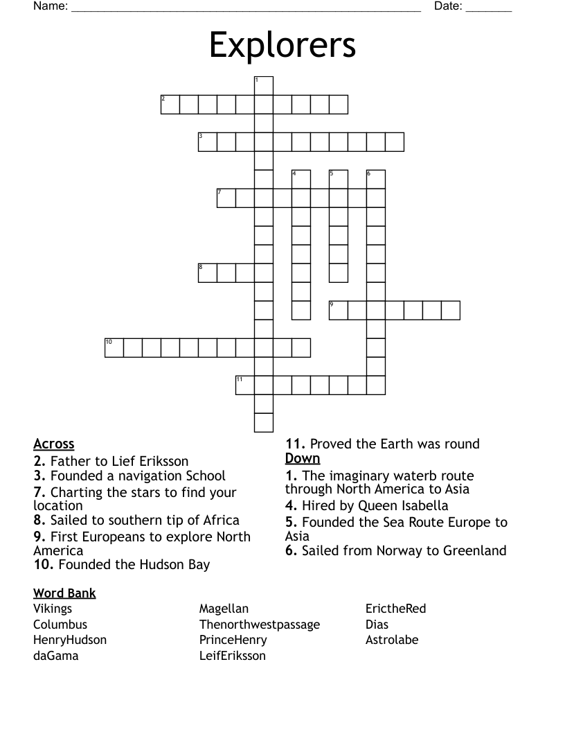 Explorers Crossword