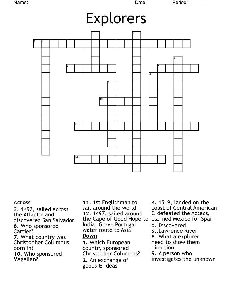Explorers Crossword