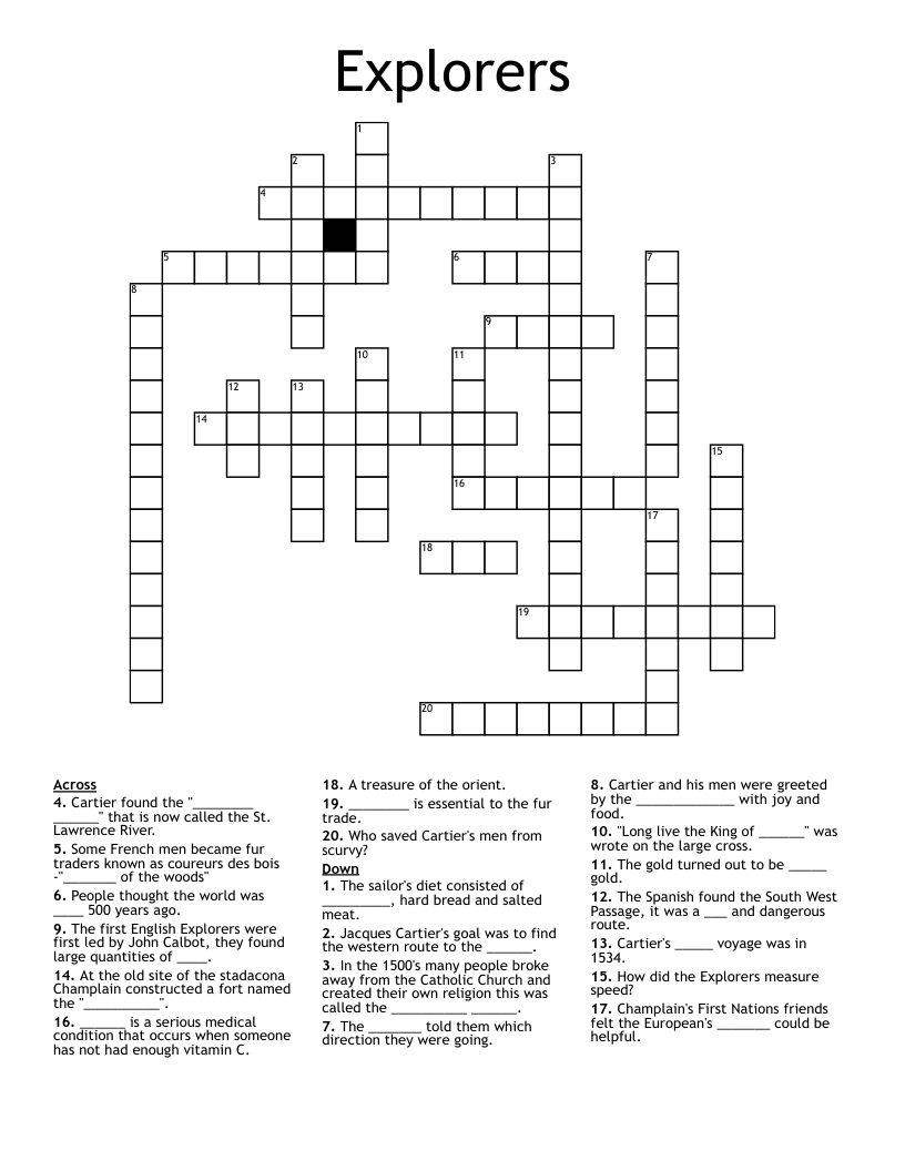 Explorers Crossword