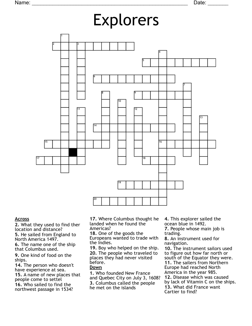 Explorers Crossword