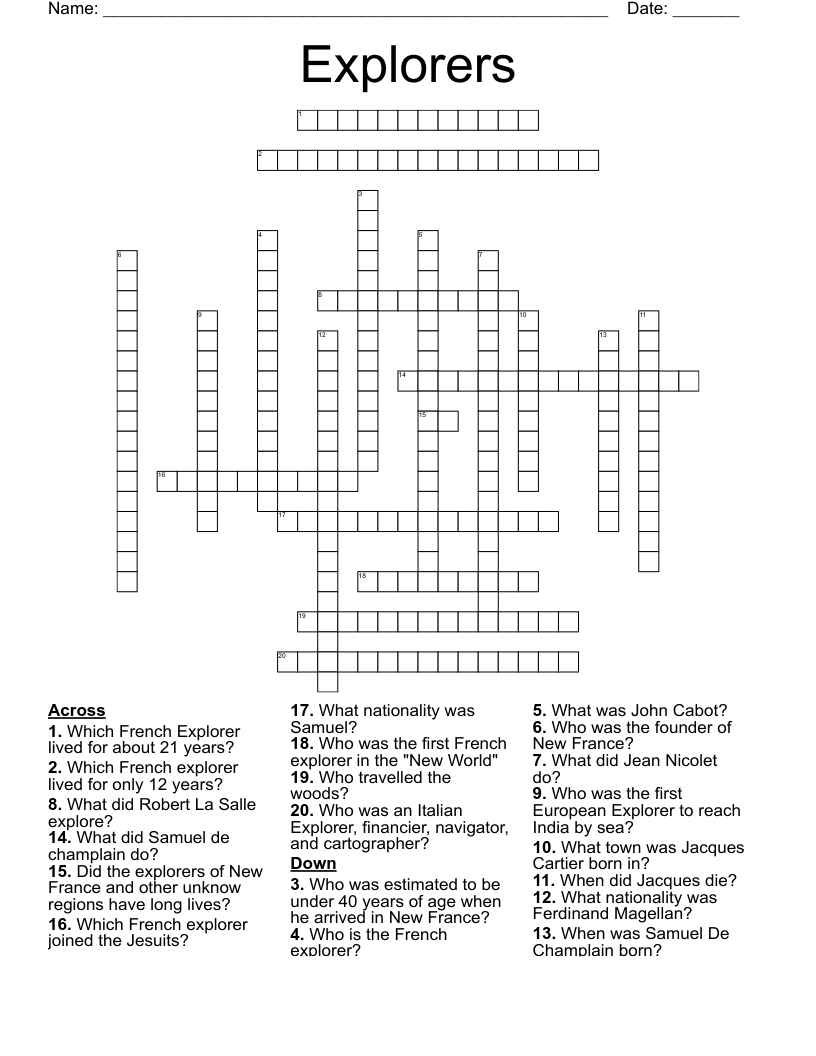 Explorers Crossword
