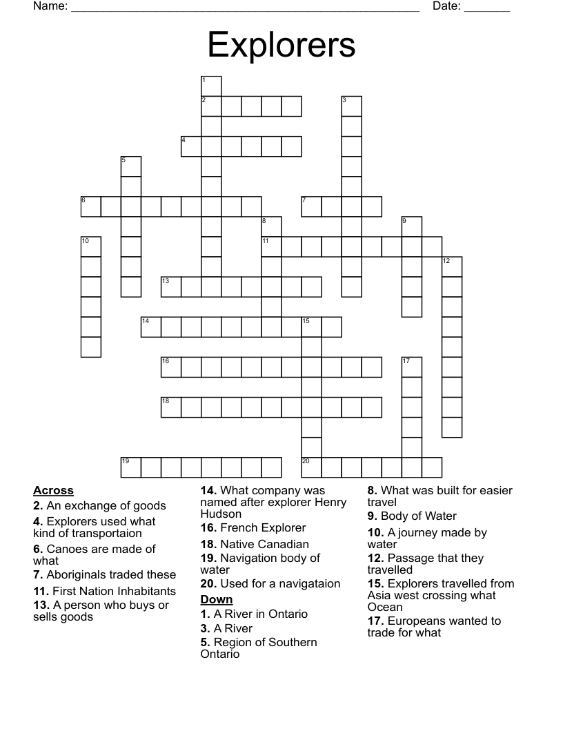 Explorers Crossword