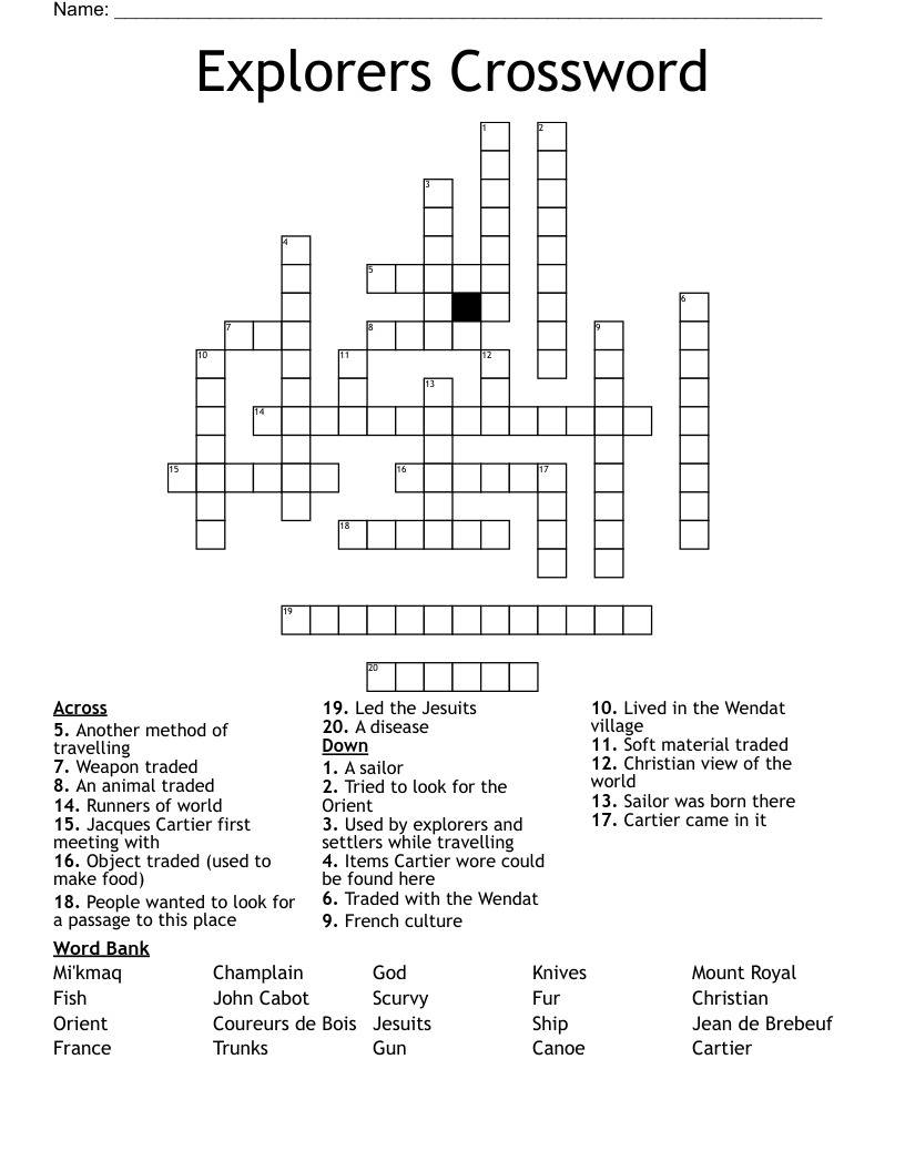 Explorers Crossword