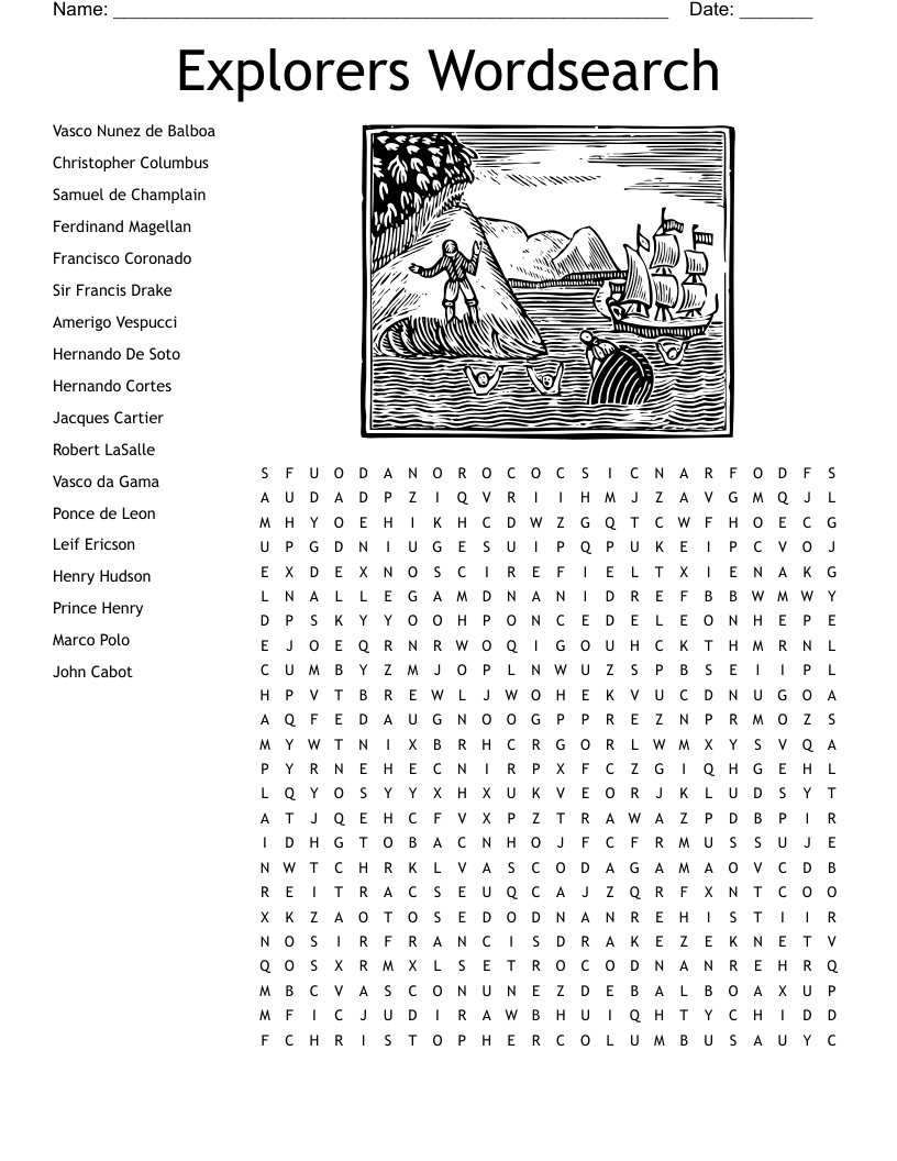 Explorers Wordsearch