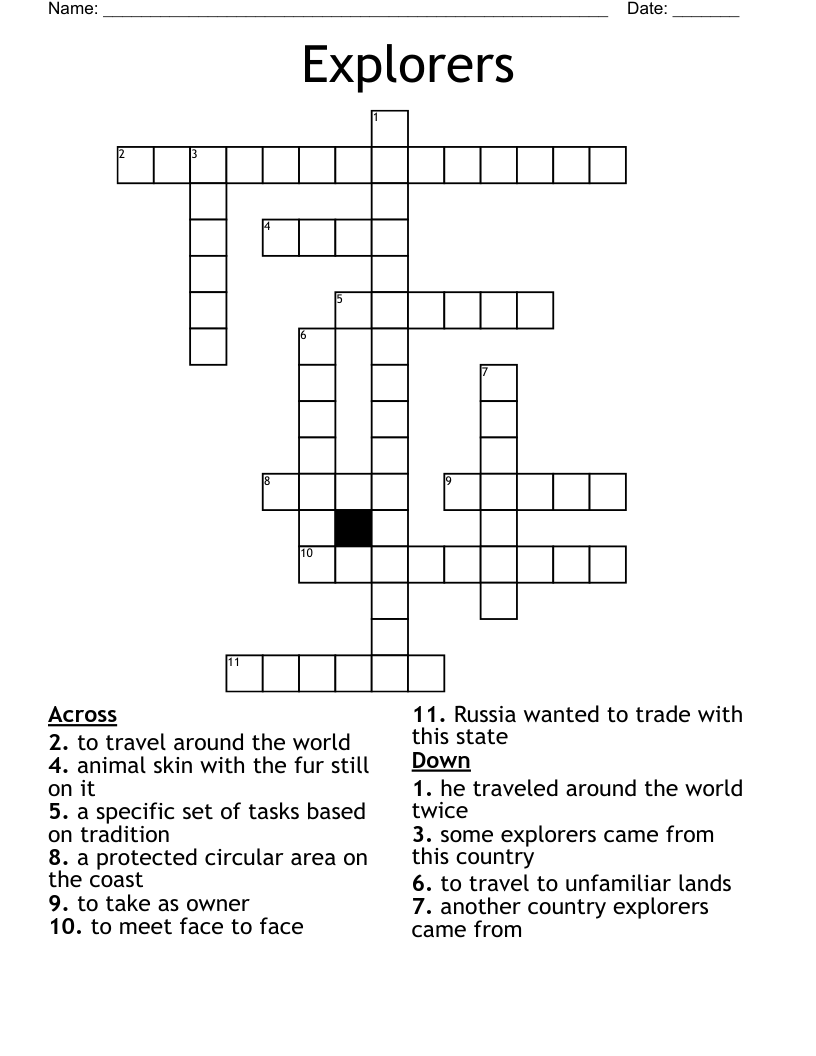 Explorers  Crossword