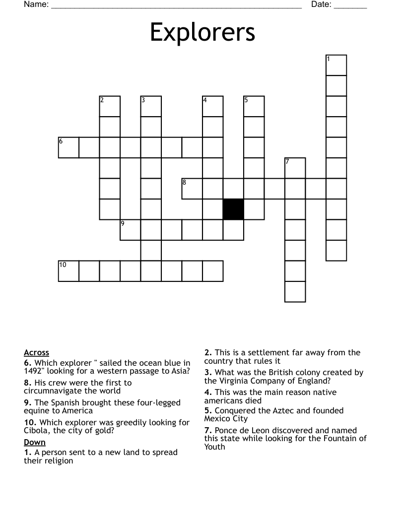 Explorers  Crossword