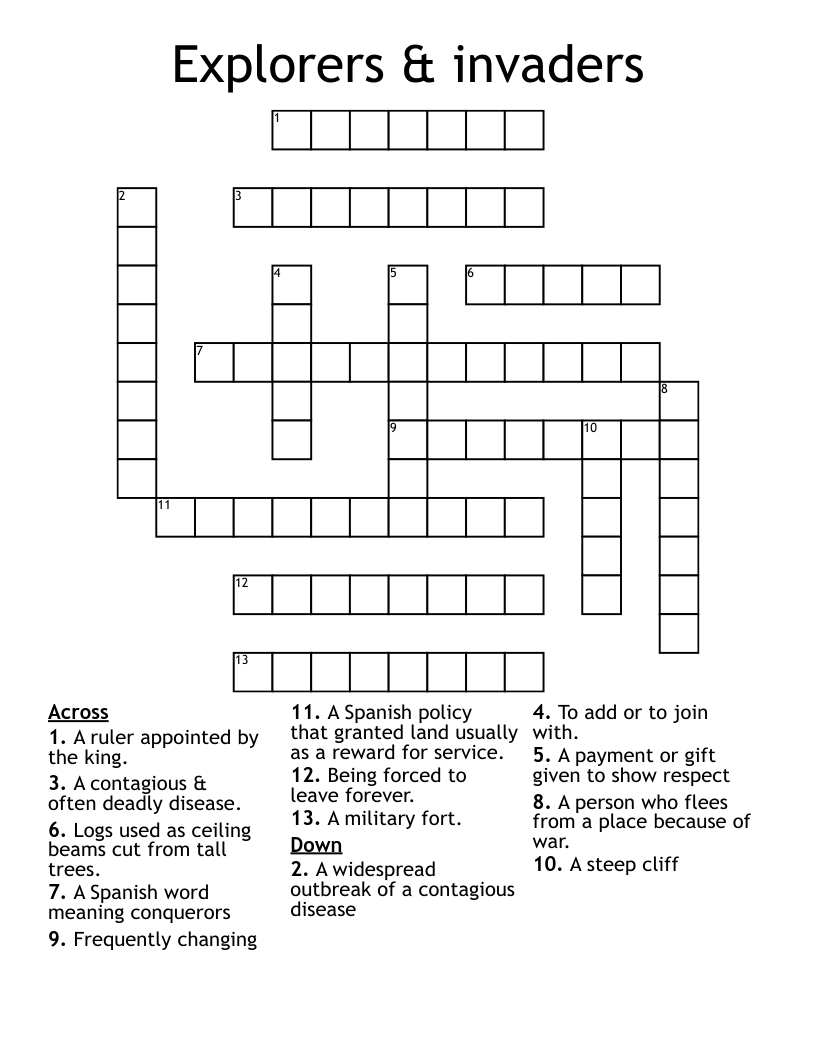 Explorers & invaders Crossword
