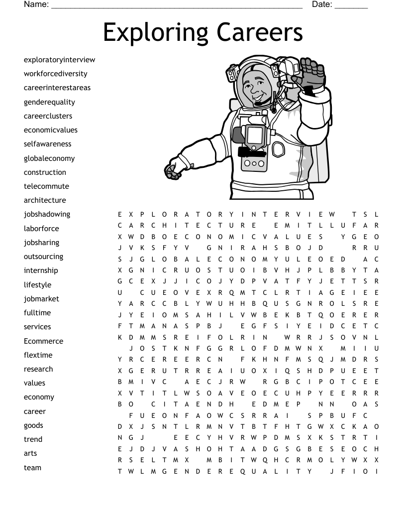 Exploring Careers  Word Search