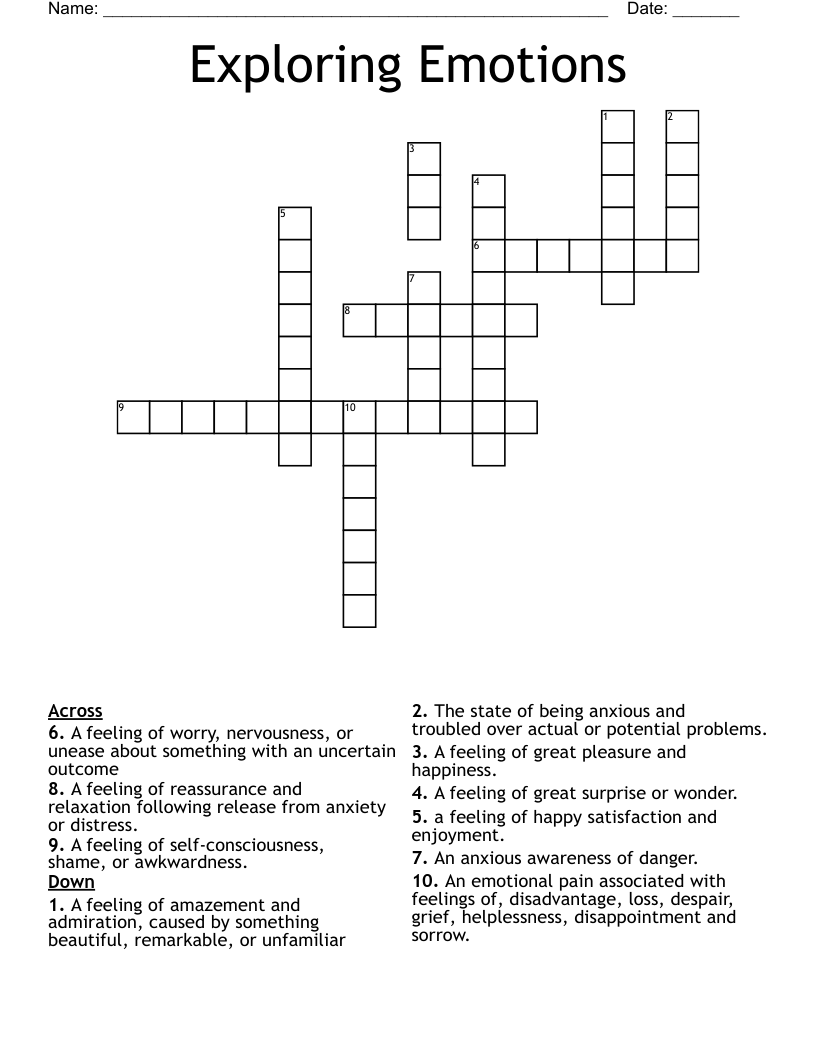 Exploring Emotions Crossword