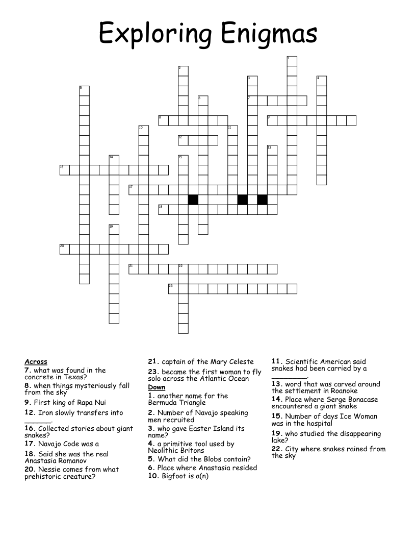 Exploring Enigmas Crossword