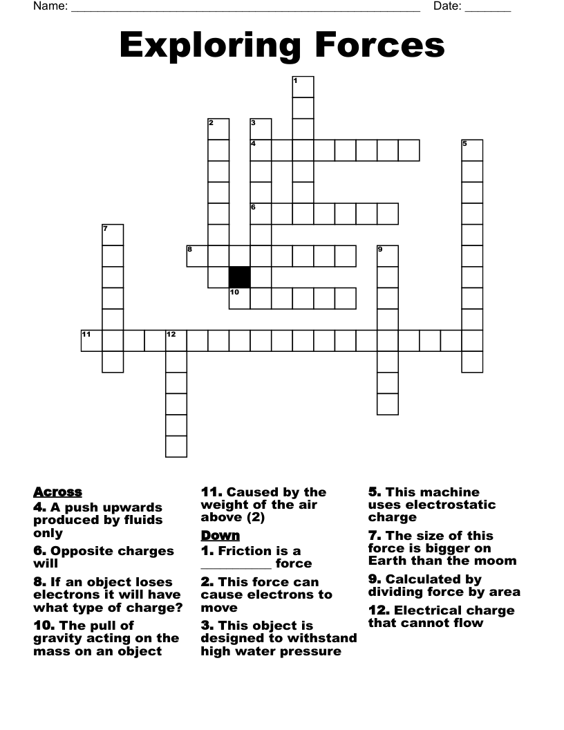 Exploring Forces  Crossword