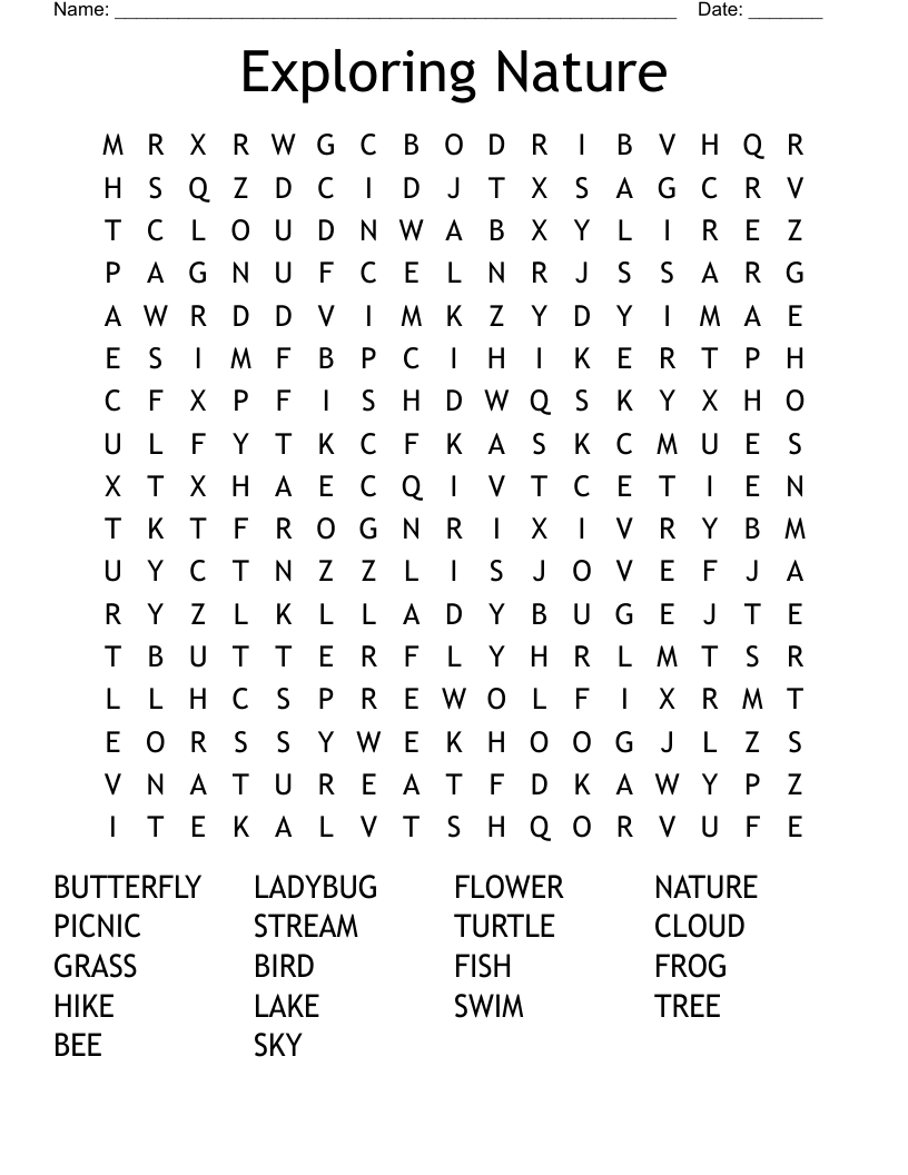 Exploring Nature Word Search