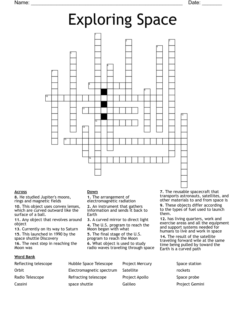 Exploring Space Crossword