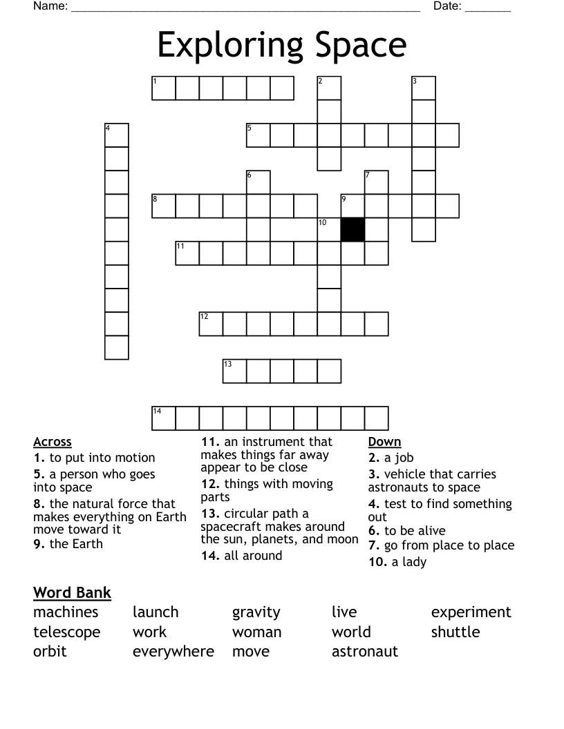 Exploring Space Crossword