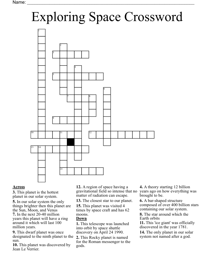 Exploring Space Crossword