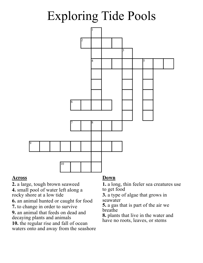 Exploring Tide Pools Crossword