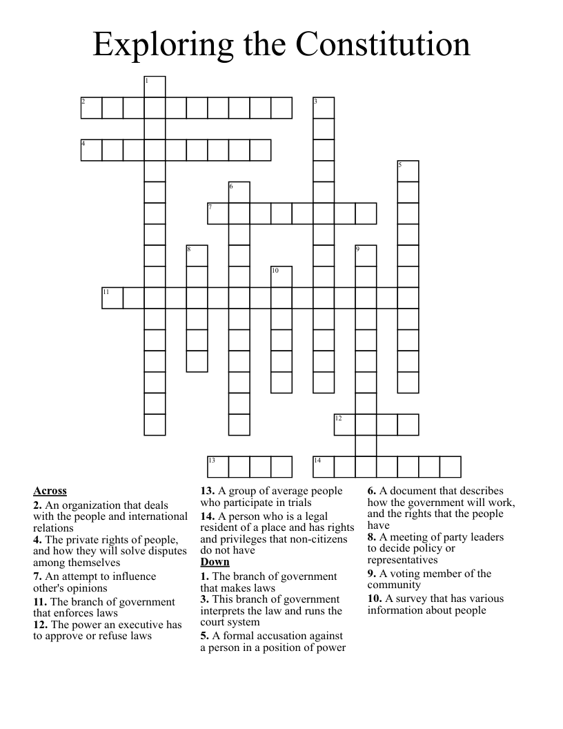 Exploring the Constitution Crossword