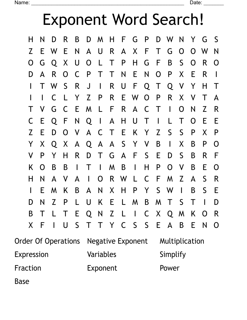 Exponent Word Search!
