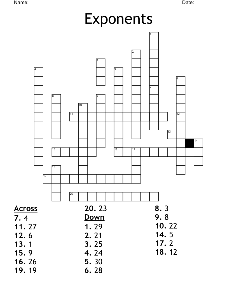 Exponents Crossword