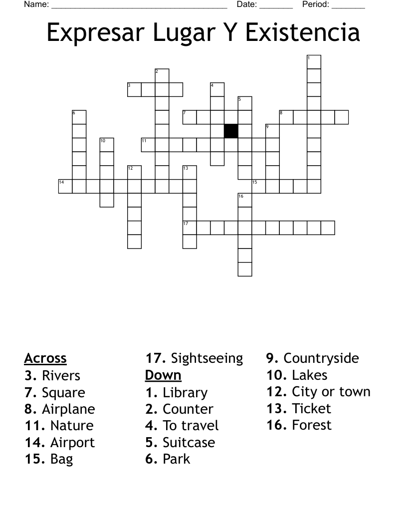 Expresar Lugar Y Existencia  Crossword