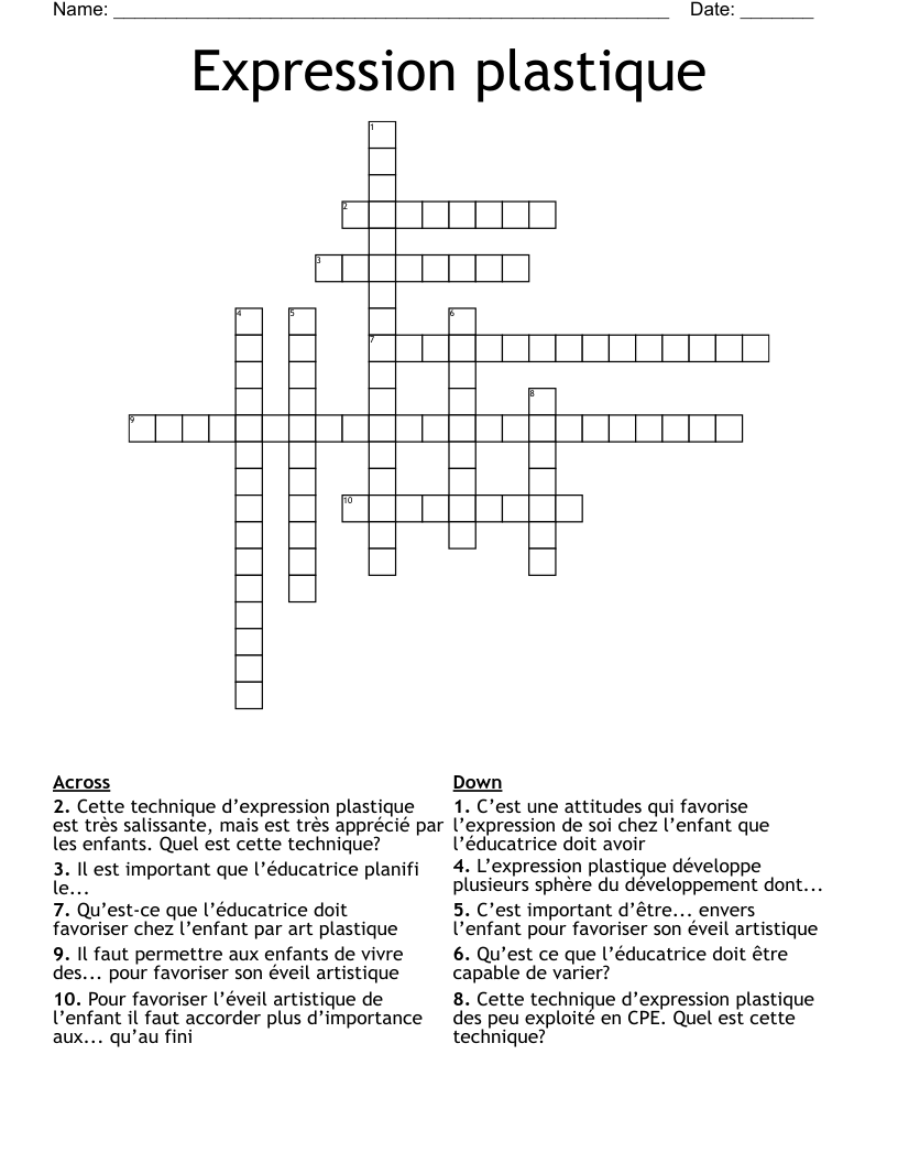 Expression plastique  Crossword