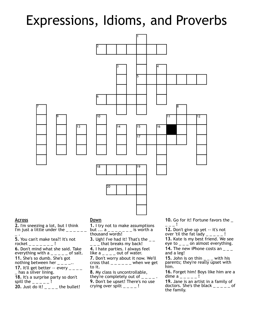 Expressions, Idioms, and Proverbs Crossword