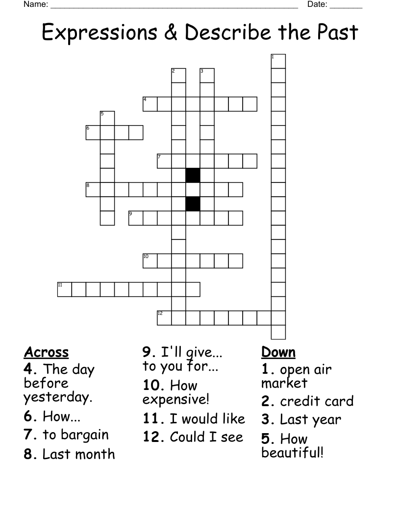 Expressions & Describe the Past Crossword